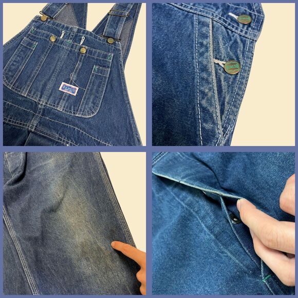 70s/80s Big Smith denim overalls, vintage cotton medium wash denim blue overalls - Picture 3 of 8
